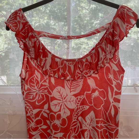 SOPRANO Coral Floral Women's Sleeveless Top. Lightweight With Ruffle Detail - Picture 3 of 10